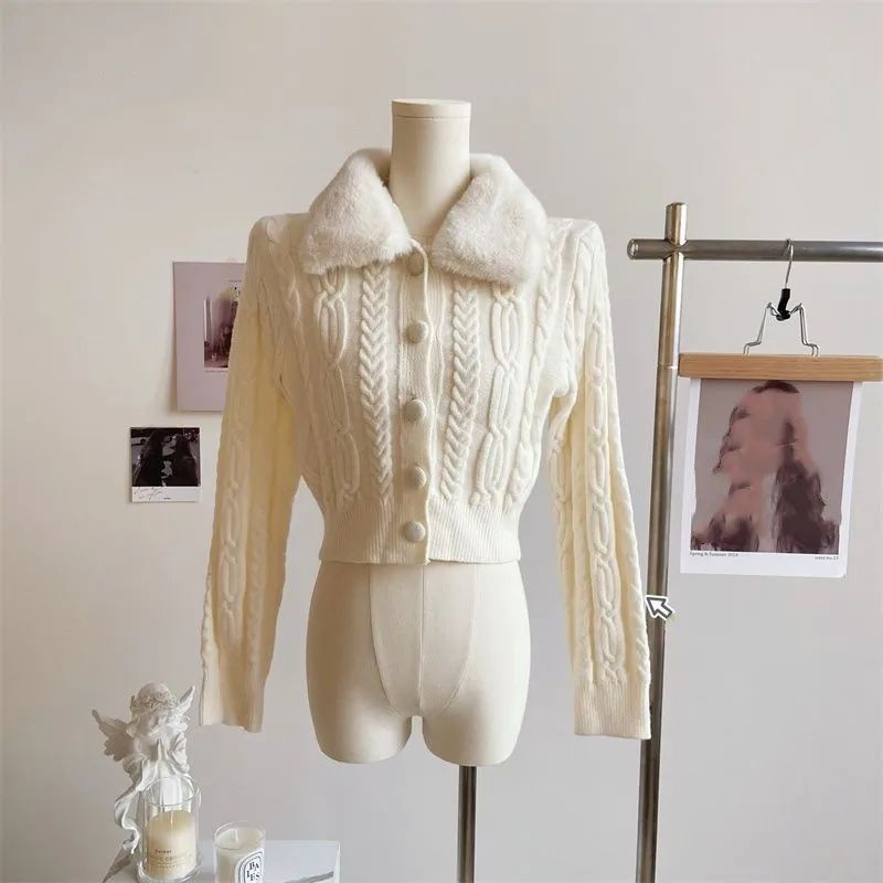 Knitted Sweater Fur Collar #2311