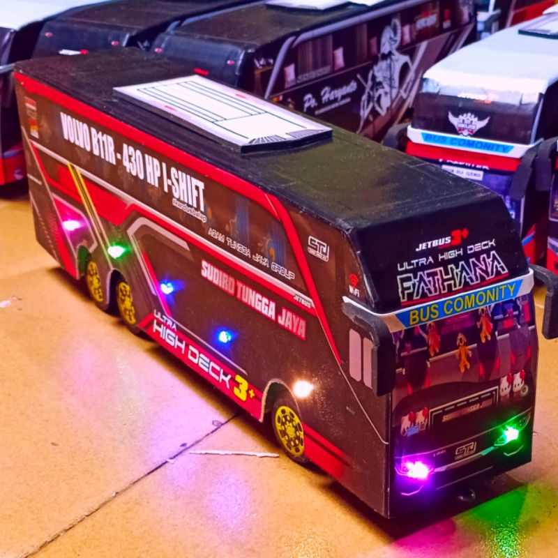 Mainan Bus telolet 25 nada basuri panjang 45 cm full Lampu