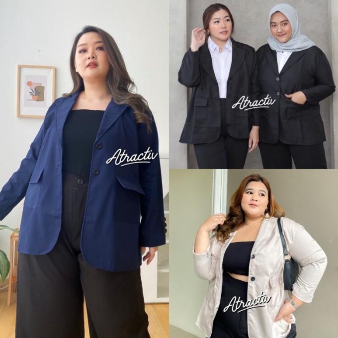 Blazer Hitam Jumbo Wanita XXL XXXL Blazer Formal Jumbo Blazer Kantor