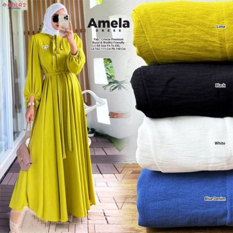 Gamis Wanita Polos Amela Dress / Faza Dress / Delvina Dress / Dahlia Dress / Karmila Dress Original Alia2 Mat Cringkle Premium