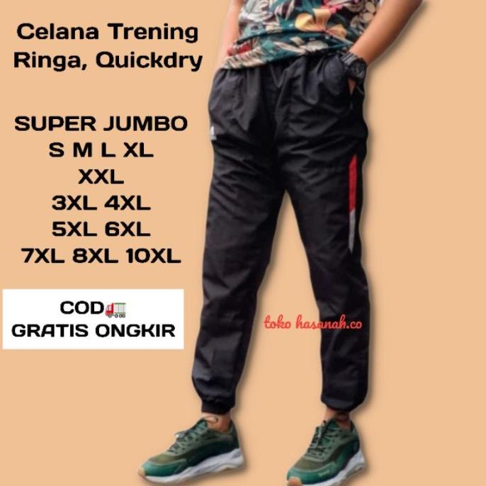 Celana Training Pria Jumbo Panjang XXXL Parasut Clana Trening Olahraga