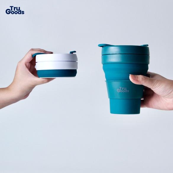 Foldable Cup Premium Tru Goods / Gelas Kopi Lipat 475 ML - Green