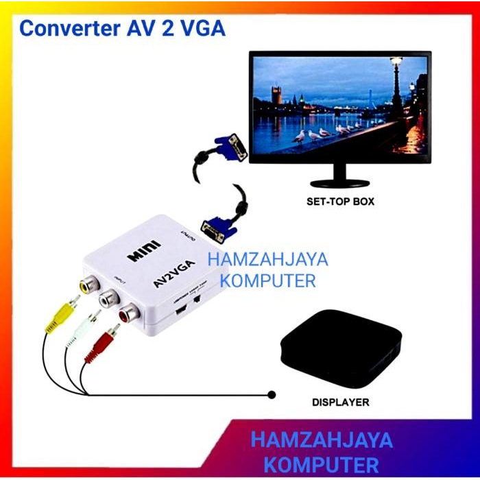 Terlaris Av2Vga Konverter Av Rca To Vga Converter Ps2 Ke Monitor Mini