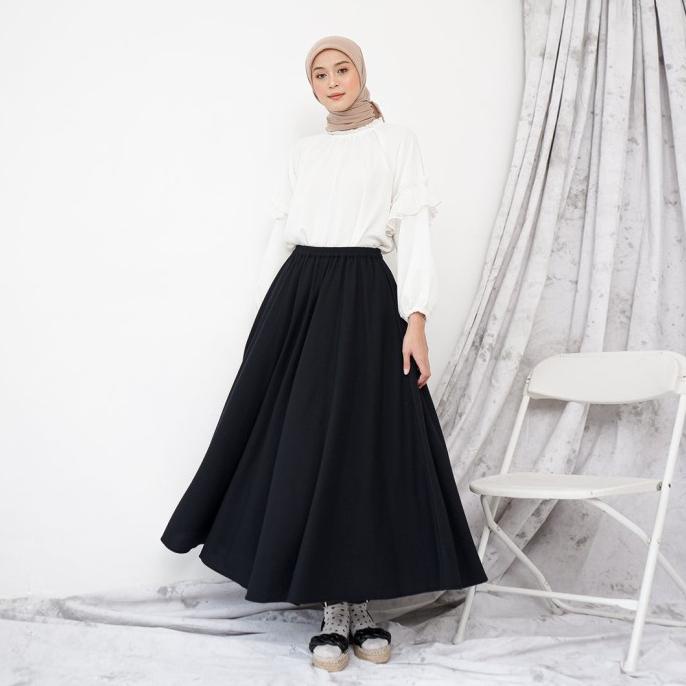 Vafe Skirt by Rokgaliya | Rok Lebar | Rok Waffle | Rok Daily - Black,Regular
