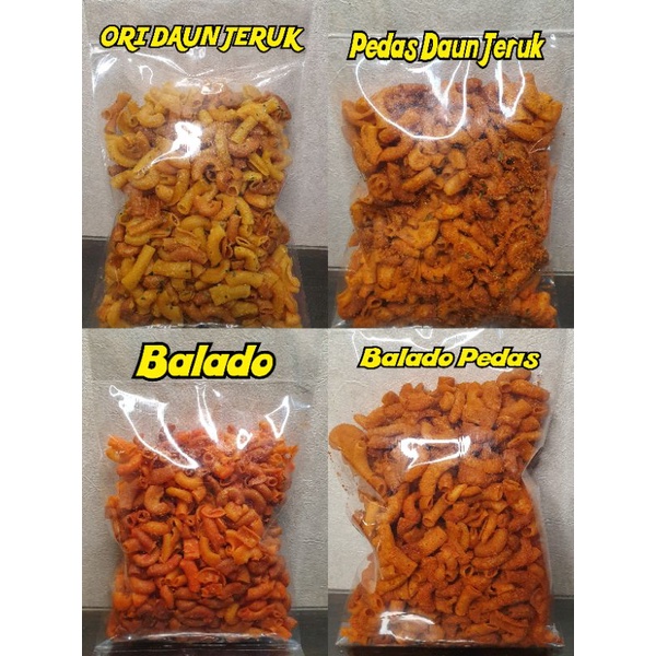 

Makaroni kriuk/renyah/crispy pedas daun jeruk