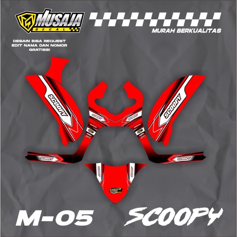 Decal Scoppy merah hitam full body - dekal scoopy racinh