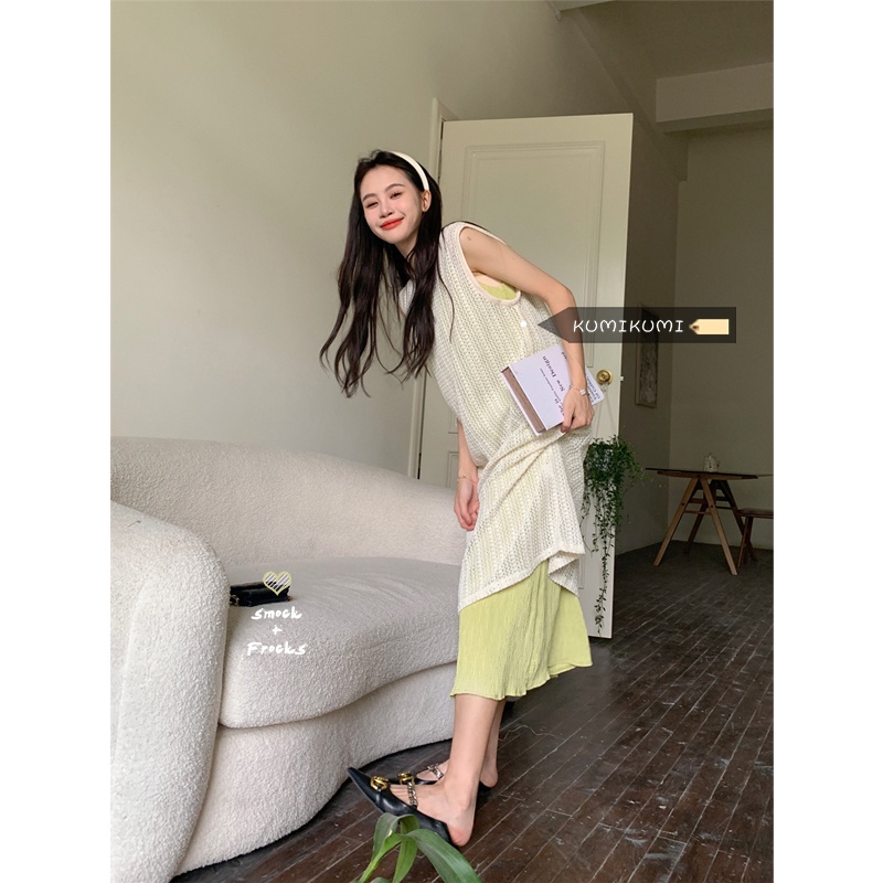 ☸✾dress summer beach casual blouse dress women s summer lazy wind suspender skirt slim vest skirt design sense ceruk rok panjang