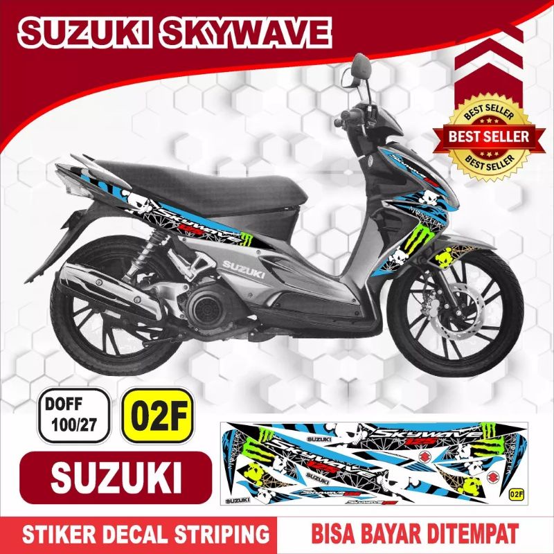 (Bisa COD) Decal stiker striping variasi skywave Lis motor aksesoris body skywave custom