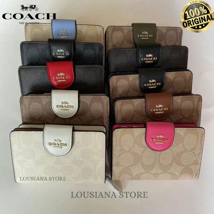 Tas Wanita Coach Medium Corner Zip Wallet In Signature Canvas Sale