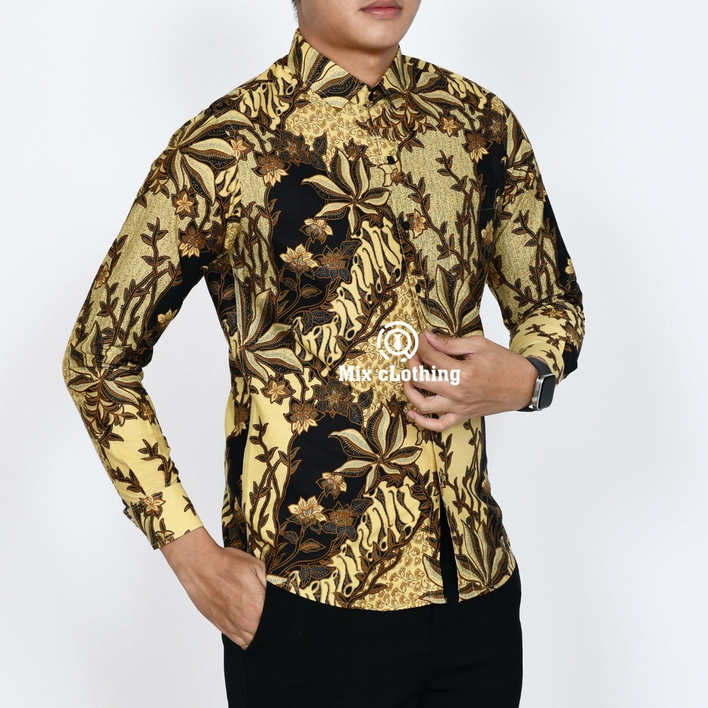 Baju Batik Pria Slimfit Kemeja Lengan Panjang Slim Premium Kode 2000