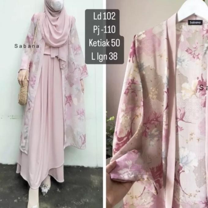 OUTER WANITA SABANA LONG OUTER FLORAL ORIGINAL SABANA LANJUTAN