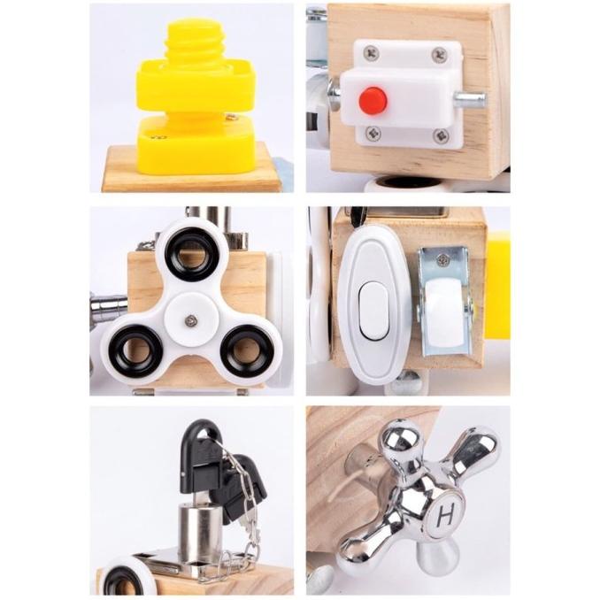 Promo Wooden Busy Cube - Montessori Busy Cube - Mini Wooden Busy Box Terbaru