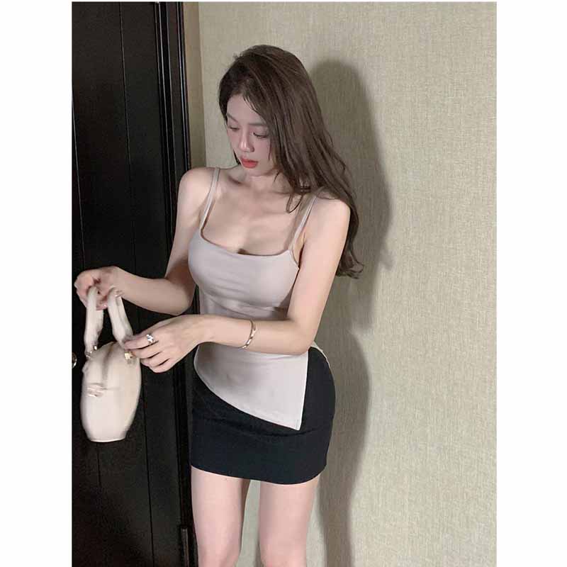 ✆✼Cropped top Irregular sexy square collar slim vest camisole with anti-fading sleeveless bottoming top top for women s hot girls chic #COD