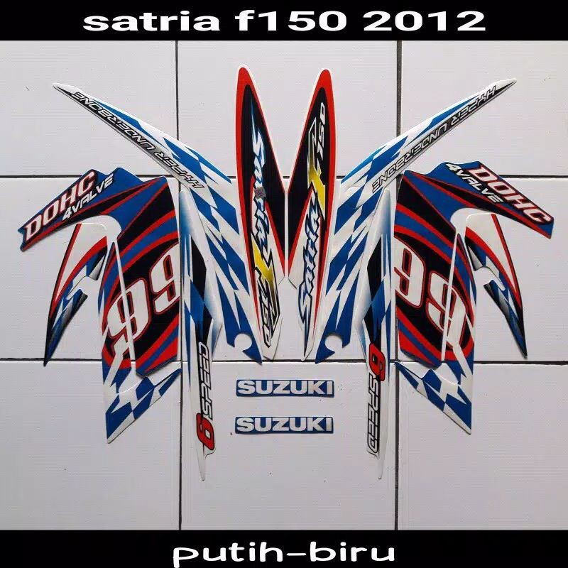 striping stiker satria fu 2012 barong putih biru full bodi