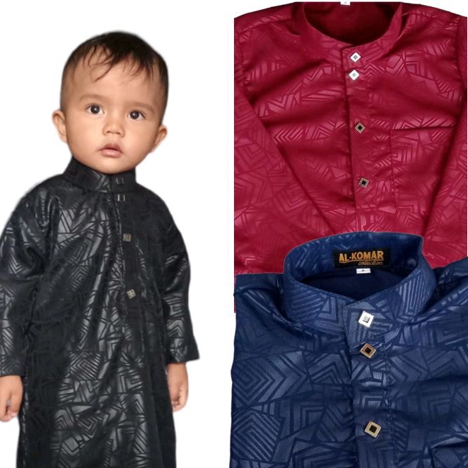 gamiss emboss jubah ALharomain anak jubah sultan anak kancing import untuk usia 1sampai 14 tahun