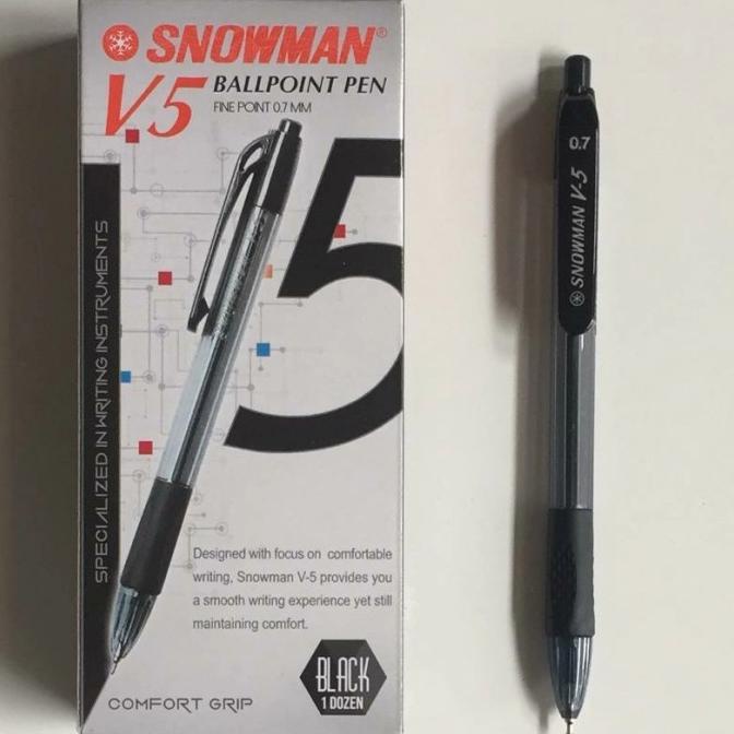 

&<&<&<&] Pulpen / Pen Snowman V5 0.7 mm ( padat ) / lusin