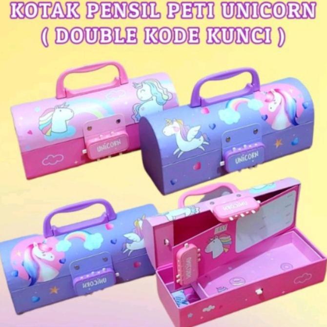 

Tempat pensil kode password model tas tenteng karakter unicorn, kartun