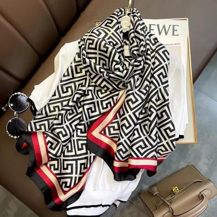 Scarf Syal Wanita Pashmina Lebar Silk Import Selendang Sutera Long Scarf