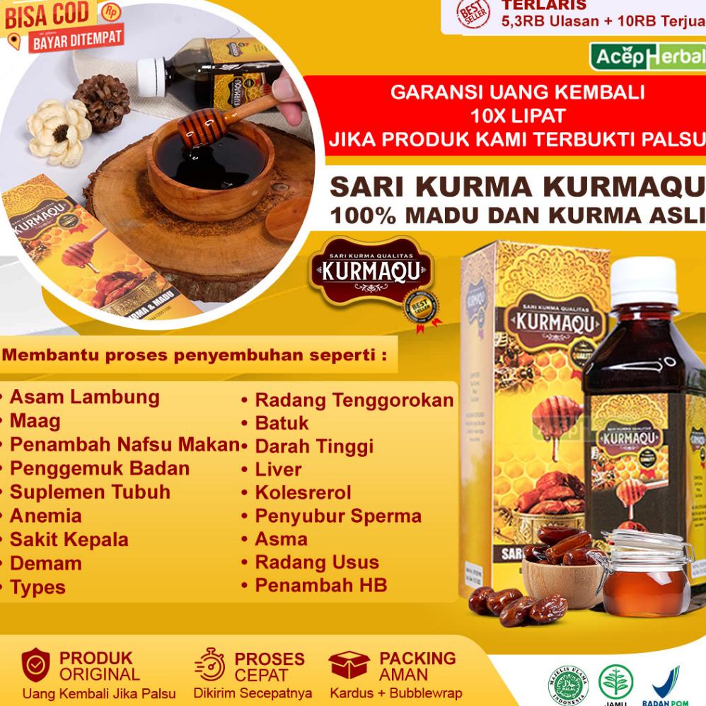 

KURMAQU - Sari Kurma Asli Suplemen Tubuh Banyak Khasiat dari Kurma Madu 100% Asli Sudah BPOM 100% HALAL Non COD