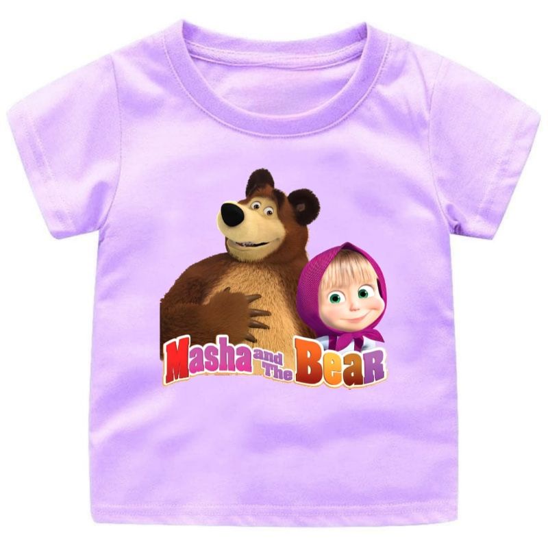 Baju Kaos Anak Masha &amp; Bear Usia 1-12Tahun