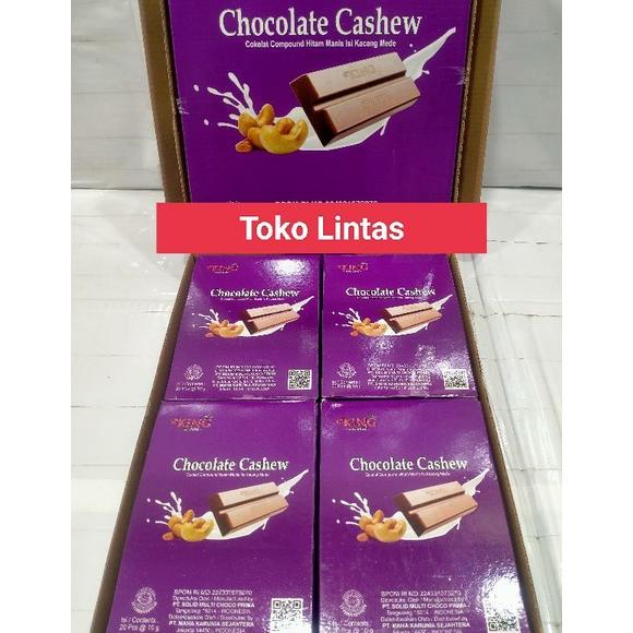 

Cokelat Compound Hitam Manis isi Kacang Mede Chocolate Cashew Dus Best Seller