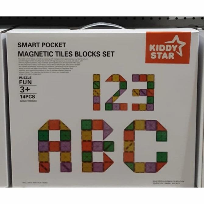 PROMO SALE MAINAN: KIDDY STAR SMART POCKET MAGNETIC TILES BLOCKS SET 14 PCS TERMURAH