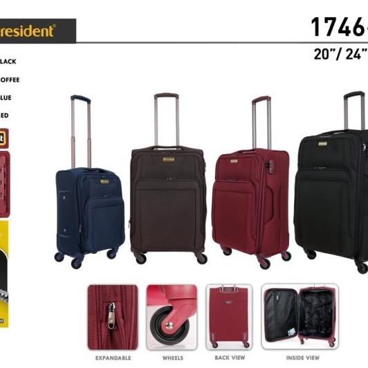 Koper President 24 inch (1746) Bahan Kain Kanvas ORI / Koper Kain 24"