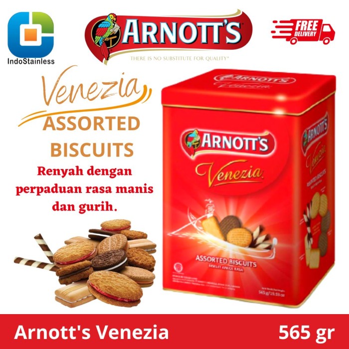 

ARNOTTS VENEZIA ASSORTED BISCUITS KALENG SEGI 565GR ARNOT ARNOTTS