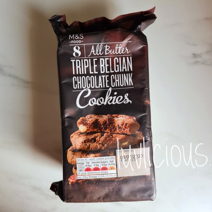 

M&S MARK MARKS AND SPENCER TRIPLE BELGIAN CHOCOLATE CHUNK COOKIES