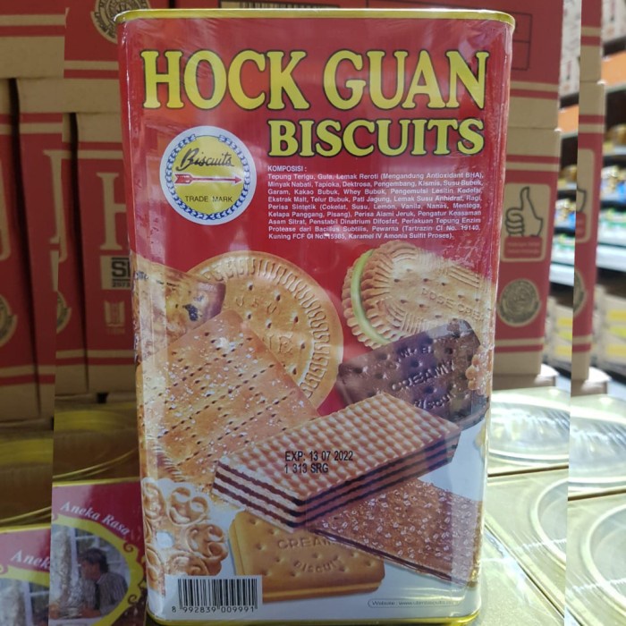 Hock Guan Assorted Biscuits 1350g-Biskuit Kaleng Besar-Cemilan-Grosir