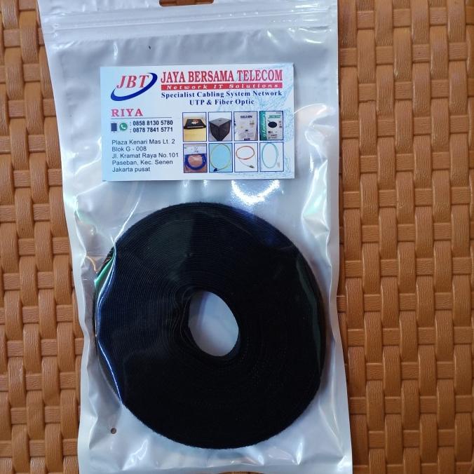 

Velkro Strap/Pengikat kabel Organizer 1cm warna hitam panjang @10Meter