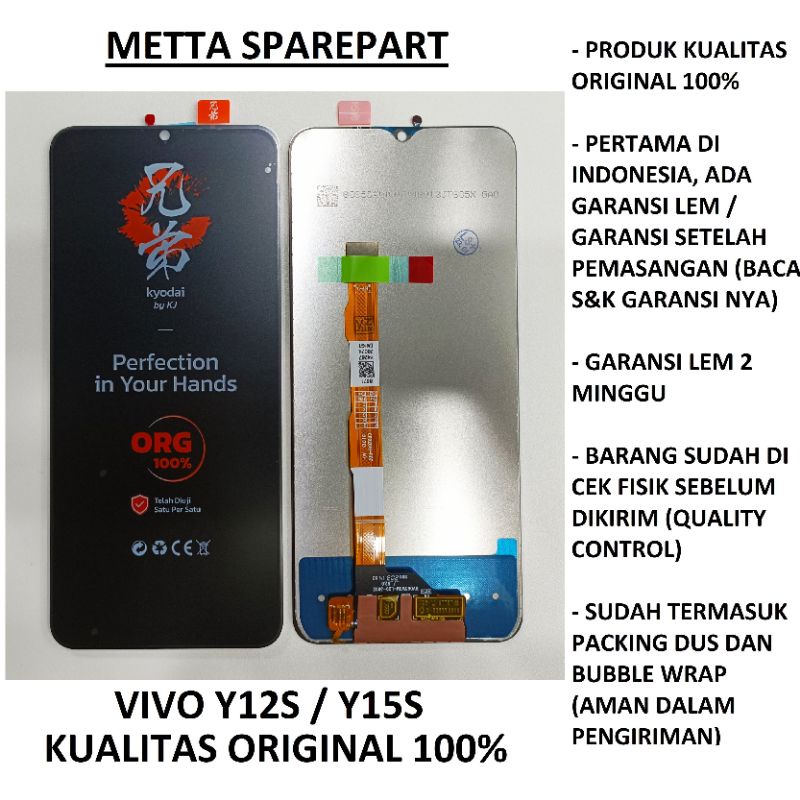 Kualitas Original 100% LCD Touchscreen Vivo Y12S / Y15S