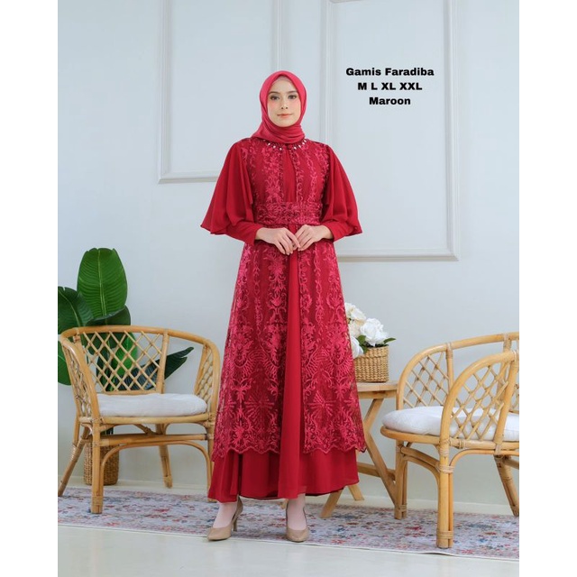 Dress Pesta Mewah| Gamis Faradiba Tile Sapto Payet Terbaru| Gamis Cardigan Lepas Pasang|