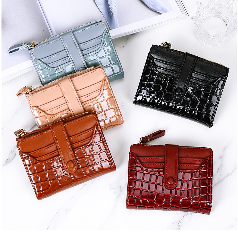 Dompet GENIE C307-2B dompet wanita import tangan pertama dompet kartu kulit croco