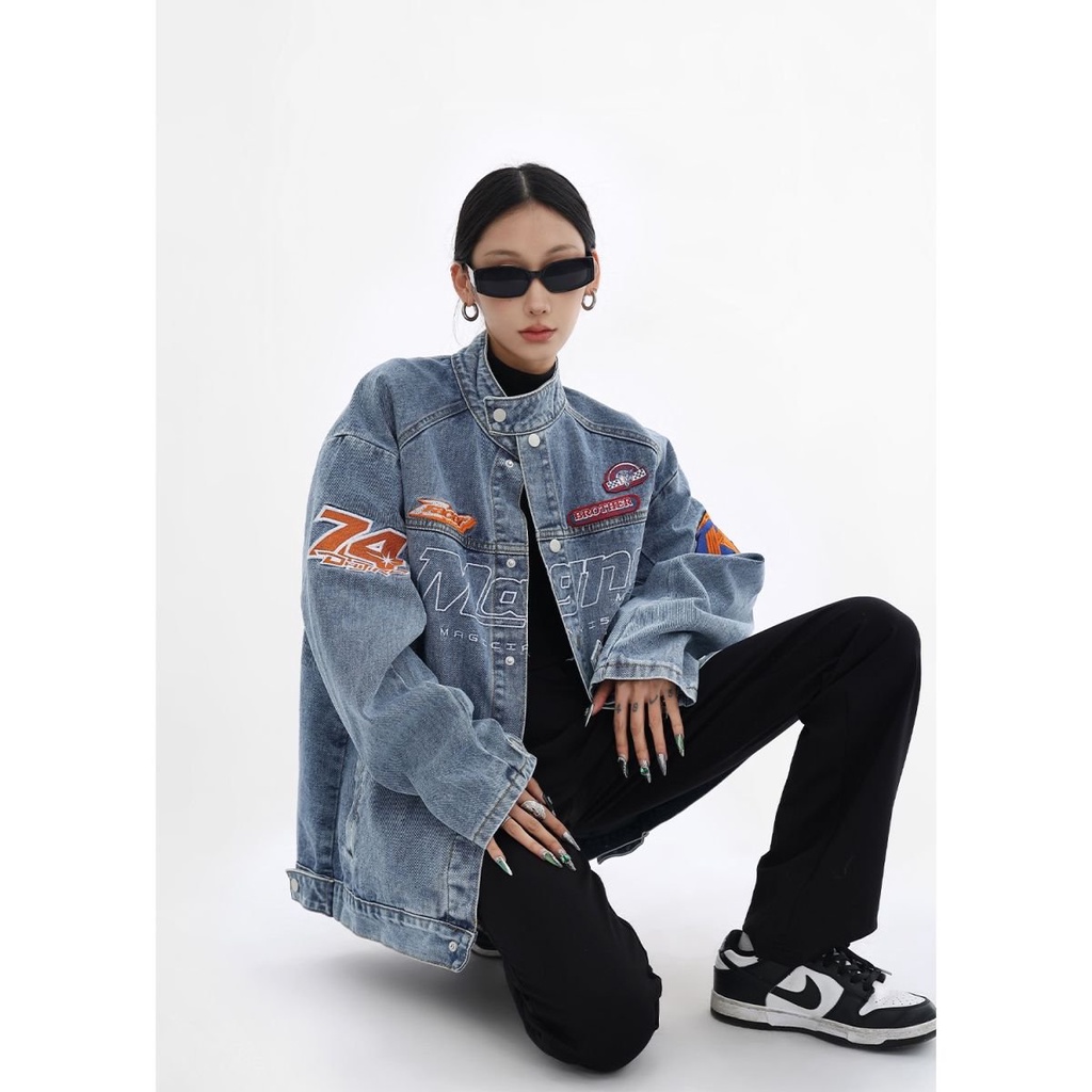 COD##jaket jeans wanita ootd korean style/jaket denim high street vintage biru wanita