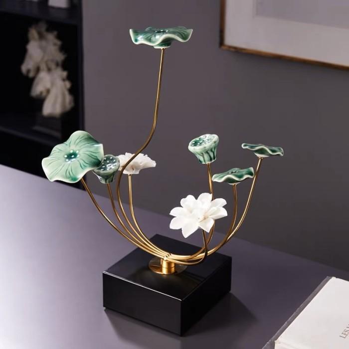 

Ornament Lotus Ceramic Sculpture Luxury Home Decor Pajangan Meja - A Kualitas Terbaik