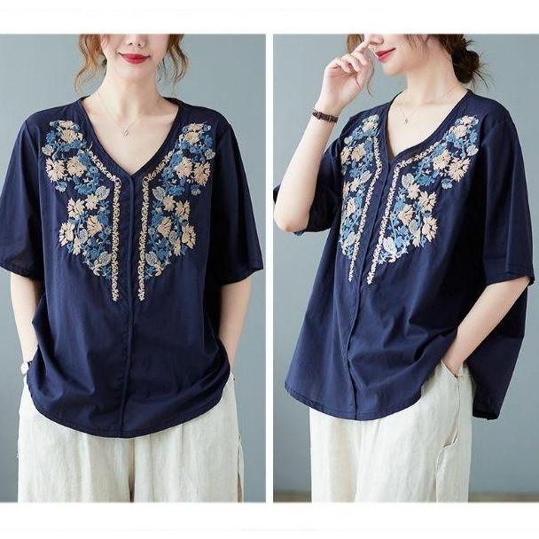 ATASAN BLOUSE EMBROIDERED JOVA IMPORT/BAJU BLOUSE LINEN WANITA LONGGAR