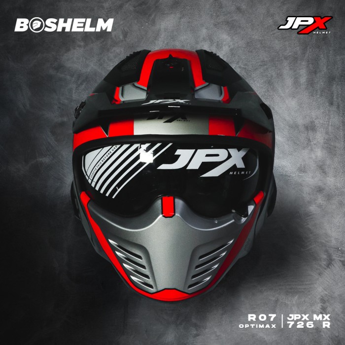 CUCI GUDANG Helm Cross JPX MX-726R MX07 Robot RED GLOSS Helm Full Face SNI