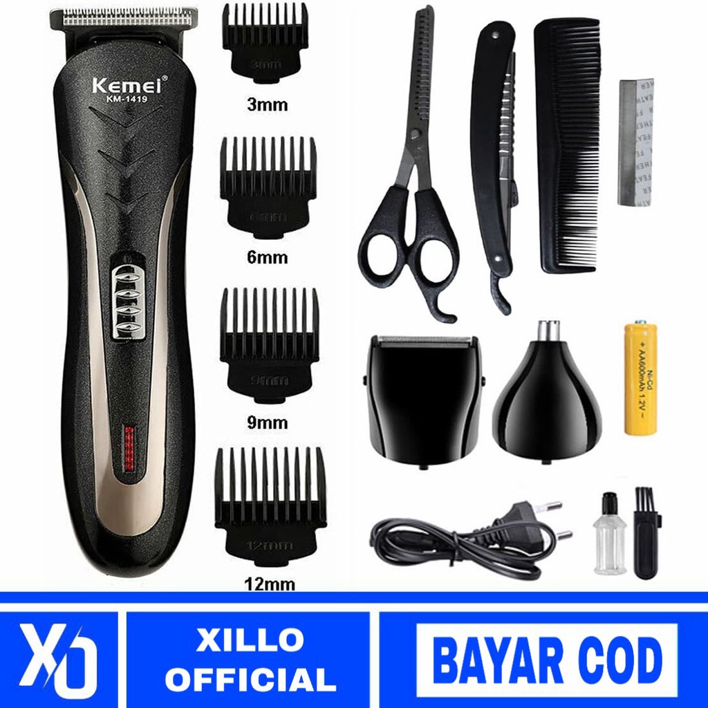 KEMEI Alat Cukur Rambut Cas Mesin Potong Rambut Tanpa Kabel Cukuran Kumis Jenggot Charger Hair Clipp