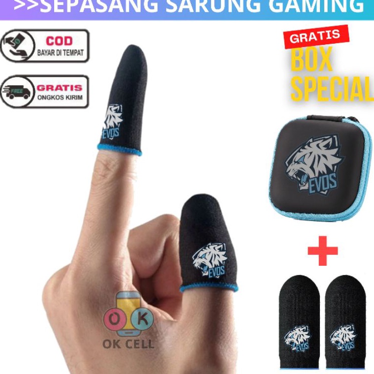 Miliki Juga EVOS ESPORT POUCH BOX Sarung Jempol Gaming Game Ml ff PUBG Super sensitif Anti Keringat 