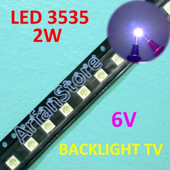 Led 3535 6V 2W Cold White Backlight TV SMD Lampu Putih Terang