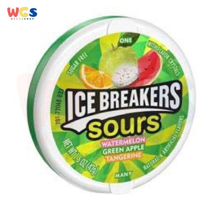 

Permen ICE BREAKERS Sours Sugar Free Watermelon,Apple,Tangerine 42g