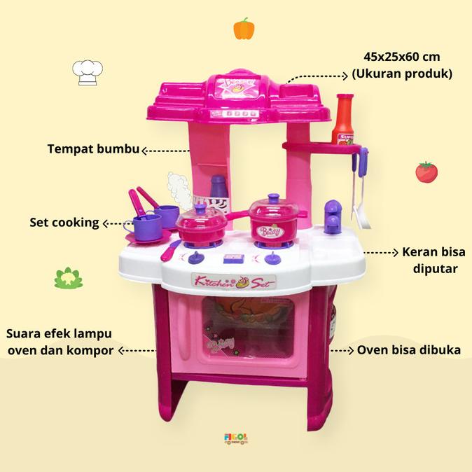 PROMO MAINAN MASAK-MASAKAN ADA SUARA KOMPOR KITCHEN SET ANAK 008-26 KITCHEN TERLARIS