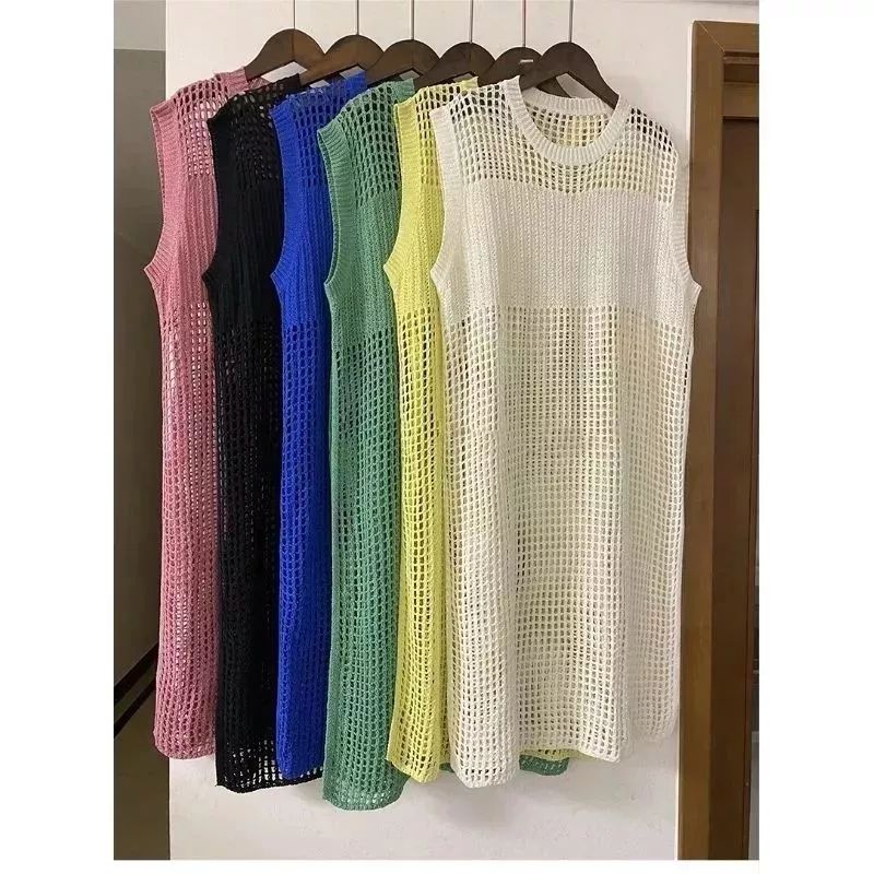 Rubi tunik dress knit belah pinggir atasan rajut jaring