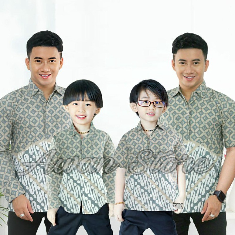 STOK TERBARU TERBARU Couple sweet | Batik Kawung Hijau Sage | couple batik ayah dan Batik anak cowok