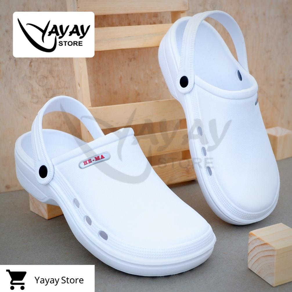 Terbaru Sandal Sepatu Model Crocs Putih Sandal Medis / Bidan / Dokter / Operasi / Icu Sandal Kodok H
