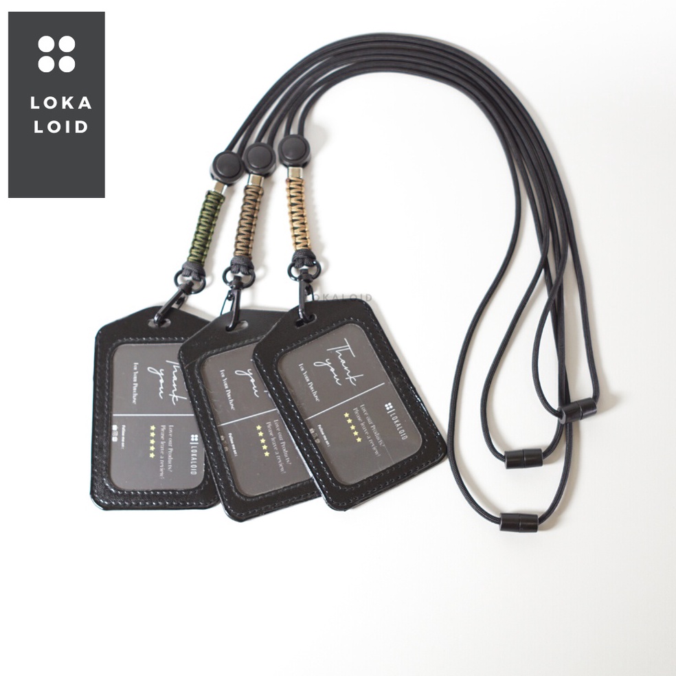 

READY Lokaloid Lanyard ID Gantungan Tali Premium Paracord Holder ID Nametag Kulit Panjang Tali 50cm