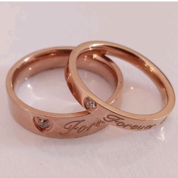 cincin couple kawin titanium asli rosegold perhiasan anti pudar
