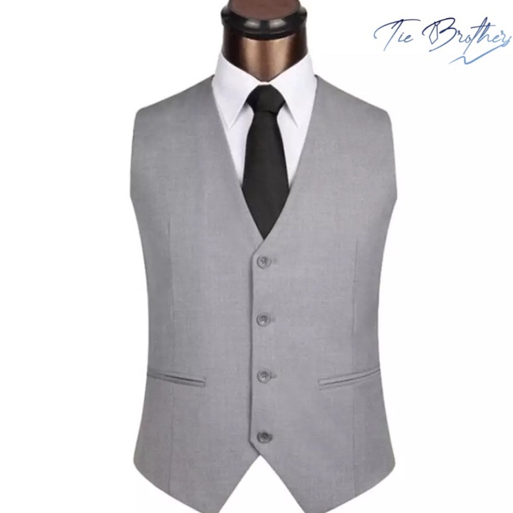 [KODE DQNUV] vest rompi jas dalaman jas pesta formal pria dewasa abu grey ready stock