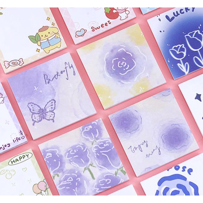 

Sticky Notes Purple Color Motif Rose